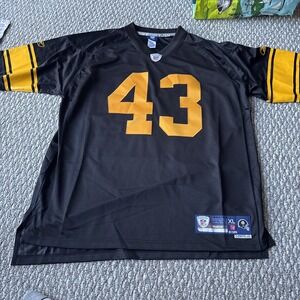 Reebok Troy Polamalu Pittsburgh Steelers Sewn‎ Authentic Throwback Jersey XL